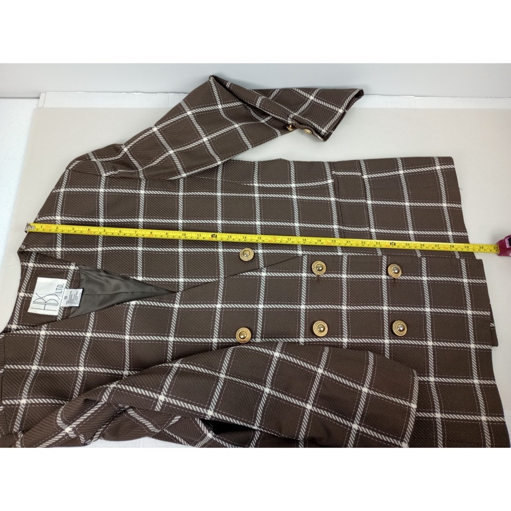 HBS LTD. Women's 14 Brown‎ White Plaid Blazer Jacket - Picture 13 of 13